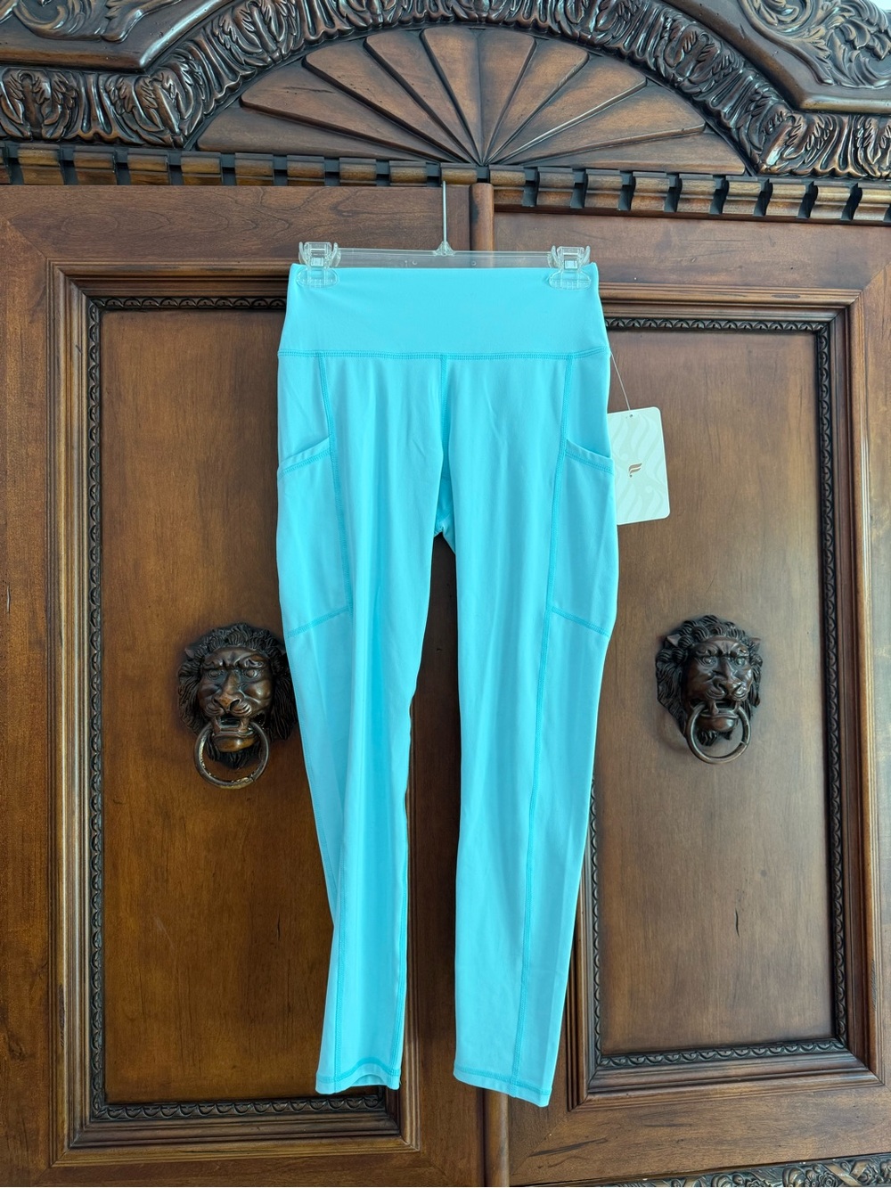 FABLETICS Aqua Turquoise High-Waist Leggings with Side Pockets